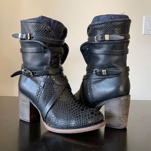 Used Freebird Baker Black Snake Bootie